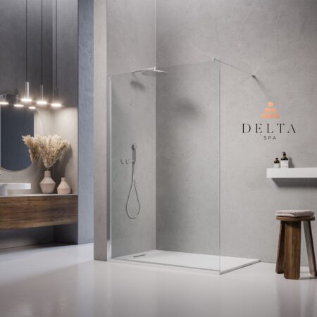 SET: Tuš kad STONE + tuš stena PREMIUM krom / 120×80 cm
