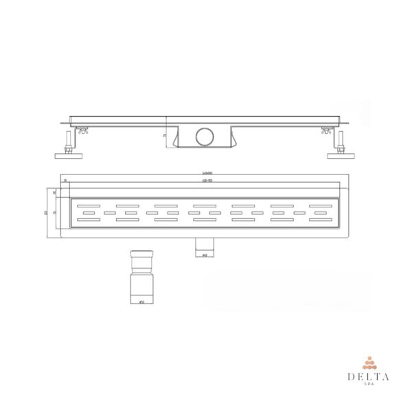 Tuš kanaleta Delta SPA INTRA 70 cm 2/1 - chrome - slika 4
