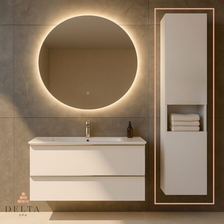 Viseča stranska omara Delta SPA LIA 180 bela - 2 vrata in odprt regal