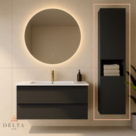 Viseča stranska omara Delta SPA LIA 180 antracit - 2 vrata in odprt regal