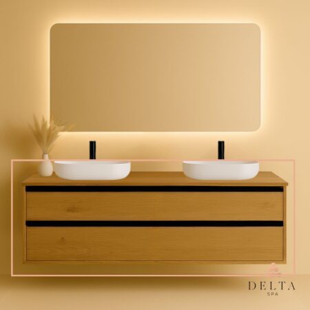 Viseča omarica za pultni umivalnik Delta SPA LUMA 120 hrast zlati