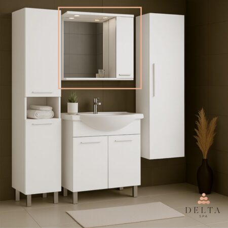 Ogledalo z omarico Delta SPA LORI 65 bela