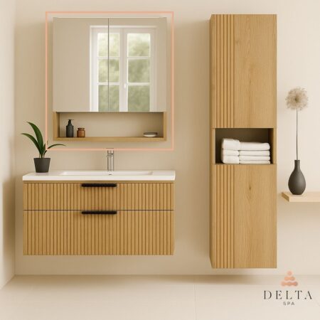 Omarica z ogledalom Delta SPA ZENA 55 zlati hrast