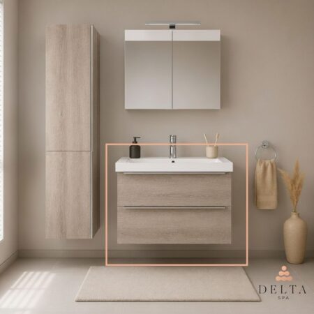 Viseča omarica z umivalnikom Delta SPA TALIA 60 hrast staran