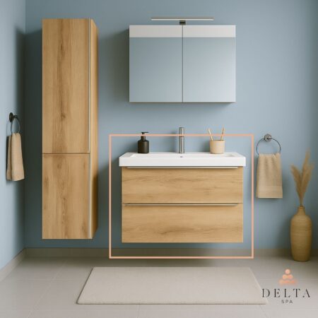 Viseča omarica z umivalnikom Delta SPA TALIA 60 hrast staran