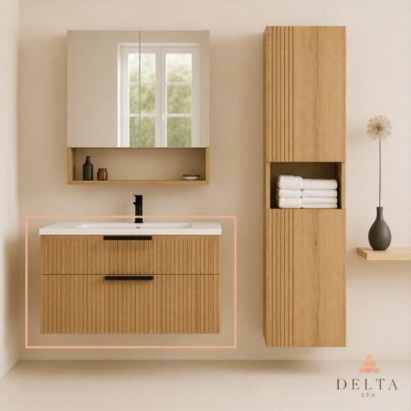 Viseča omarica z umivalnikom Delta SPA ZENA 55 hrast zlati