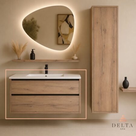 Viseča omarica z umivalnikom Delta SPA LUMA 101 hrast zlati