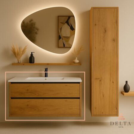Viseča omarica z umivalnikom Delta SPA LUMA 101 hrast zlati
