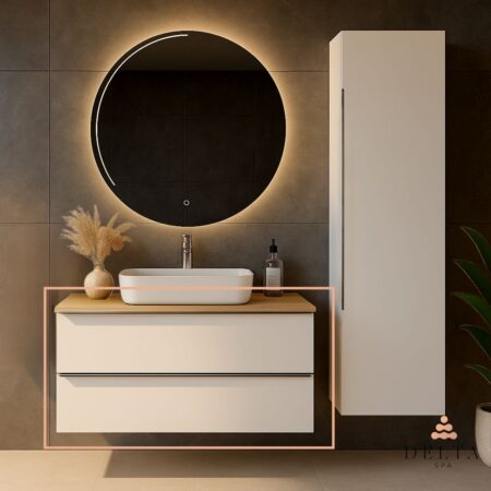 Viseča omarica za pultni umivalnik Delta SPA ELEA 60 bela mat/hrast premium