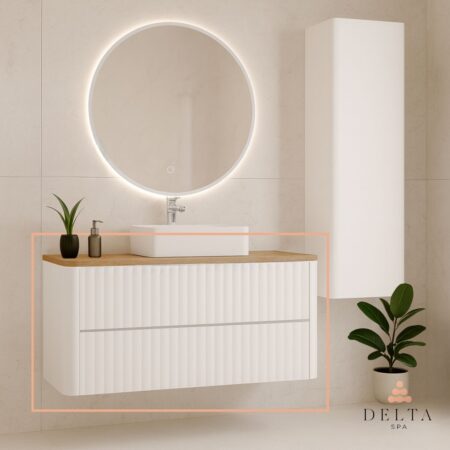 Viseča omarica za pultni umivalnik Delta SPA GAYA 65 bela - 2 predala