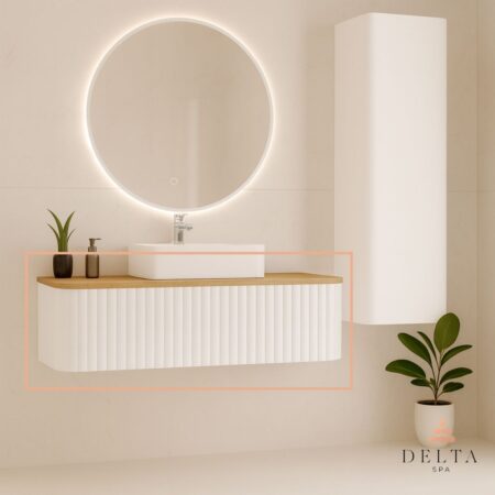 Viseča omarica za pultni umivalnik Delta SPA GAYA 85 bela - 1 predal