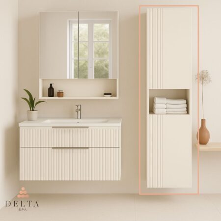 Viseča stranska omara Delta SPA ZENA 180 krem - 2 vrata in odprt regal