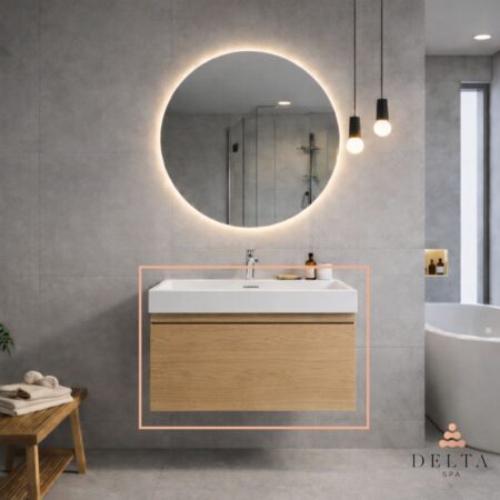 Viseča omarica z umivalnikom Delta SPA AXIS 60 hrast premium