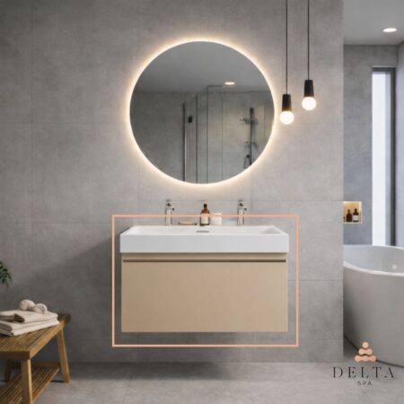 Viseča omarica z umivalnikom Delta SPA AXIS 100 krem - dvojna armatura